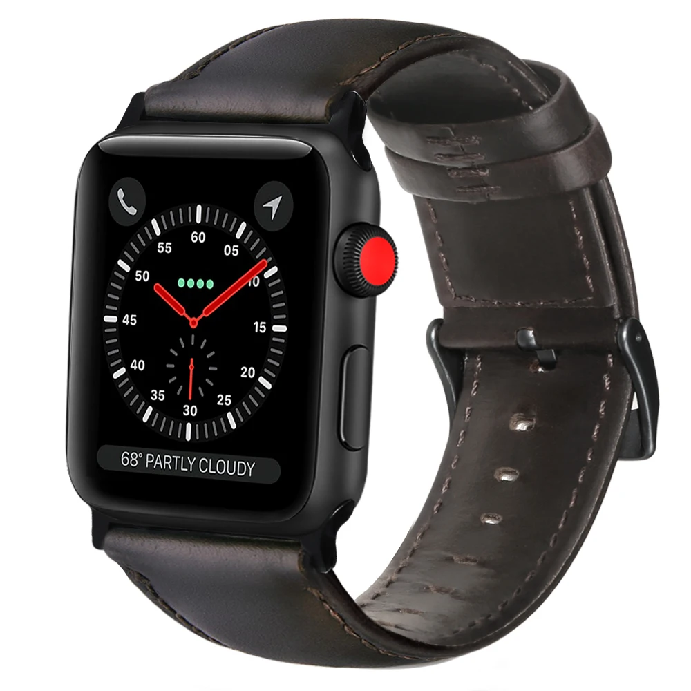 Ремешок из натуральной коровьей кожи для Apple Watch Band 40/44 мм 42/38 классический браслет