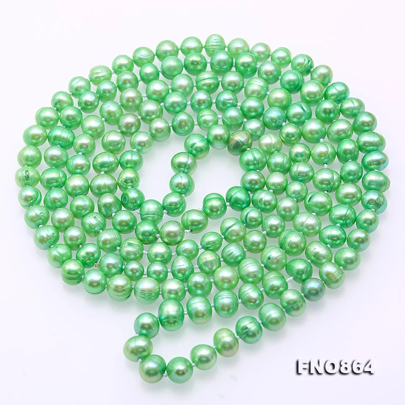Long Pearl Jewellery 48inches 78mm Green Color Near Round Natural
