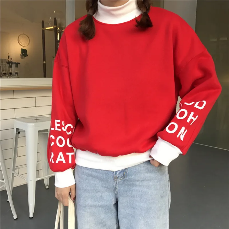 

Korean style 2018 autumn winter Women Hoodies Sweatshirts Harajuku Fashion Long Sleeve Thicken Pullovers Turtleneck Clothing