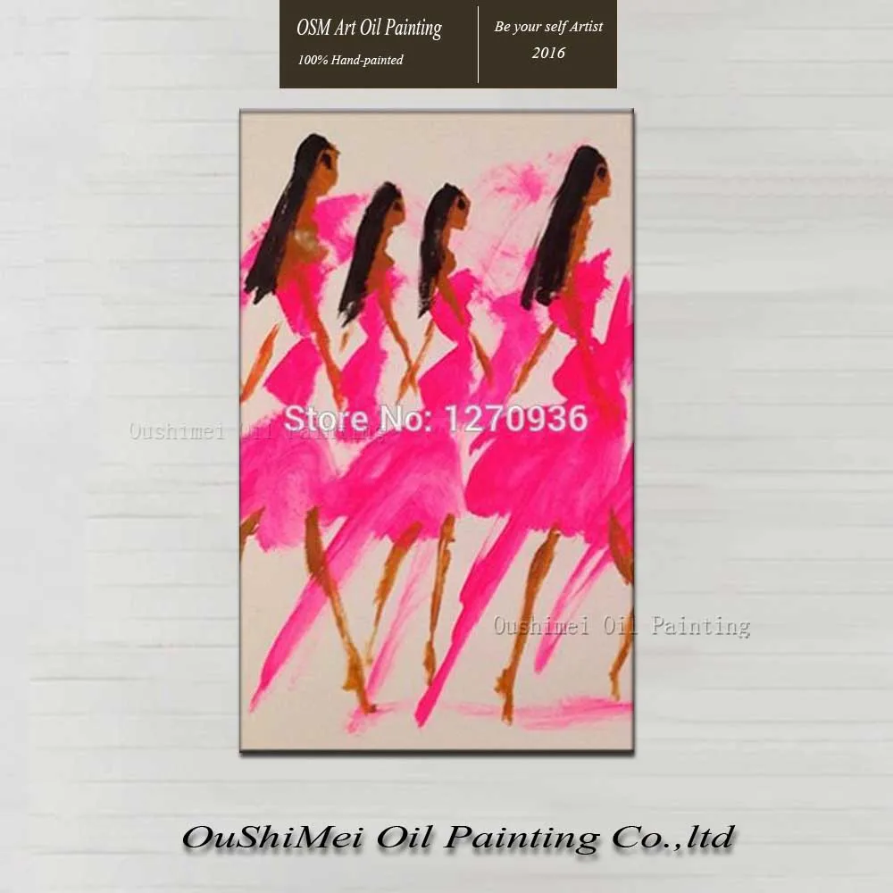 

Handmade Pretty a Group of Lady Wearing a Pink Piece is Slim Skirt Painting Decorative Oil Painting Portrait Wall Oil Painting