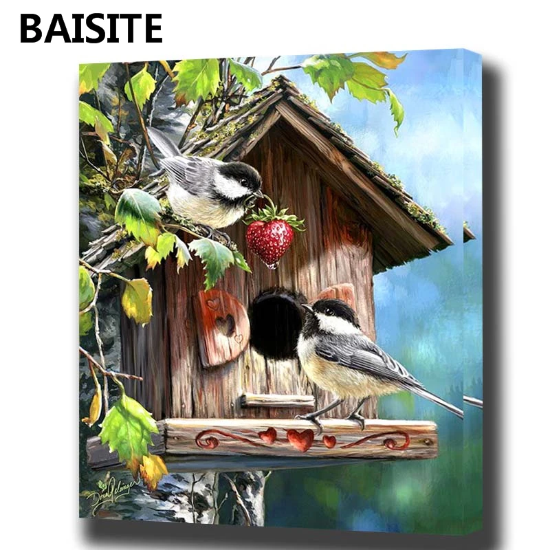 

BAISITE DIY Framed Oil Painting By Numbers Animal Pictures Canvas Painting For Living Room Wall Art Home Decor Y5254
