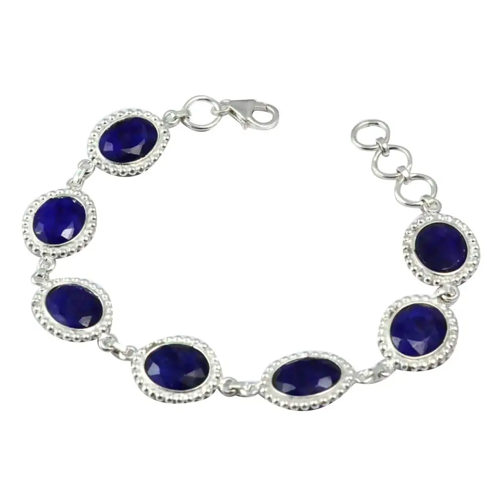 

NiaoZaiFei YunZaiKan Genuine Sapphire Bracelet 925 Sterling Silver,19 cm, MHBB0078