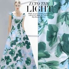 Акварельная картина цветочный принт зеленый стрейч-шелковая ткань для платья ширина 42 дюймов