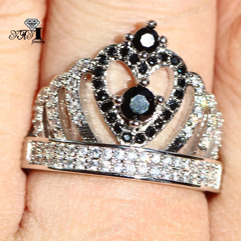 Ювелирные изделия YaYI Princess Cut 8 CT черные циркониевые серебряные кольца для