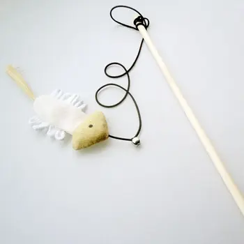 40cm Pet Cat Teaser Toys Feather Linen Wand Cat Catcher Teaser Stick Cat Interactive Toys