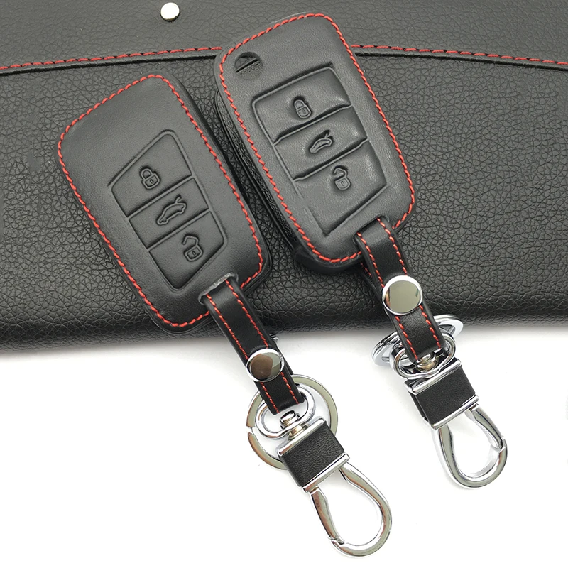 

For Volkswagen VW Magotan Passat B8 Golf 7 For Skoda kodiaq A7 Octavia A7 New Polo 100% top layer leather key cover case holder