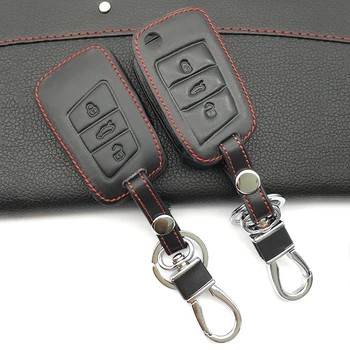 

For Volkswagen VW Magotan Passat B8 Golf 7 For Skoda kodiaq A7 Octavia A7 New Polo 100% top layer leather key cover case holder