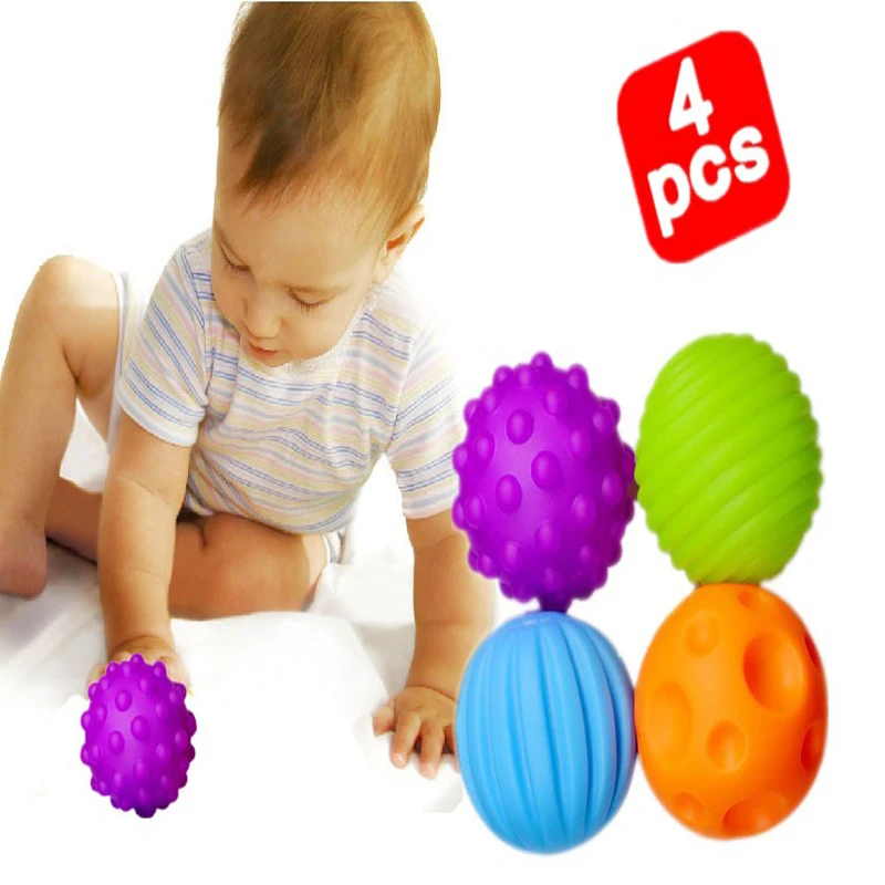 4pcs/lot Baby Soft Ball Toy Colorful Textured Stress Ball Set Baby