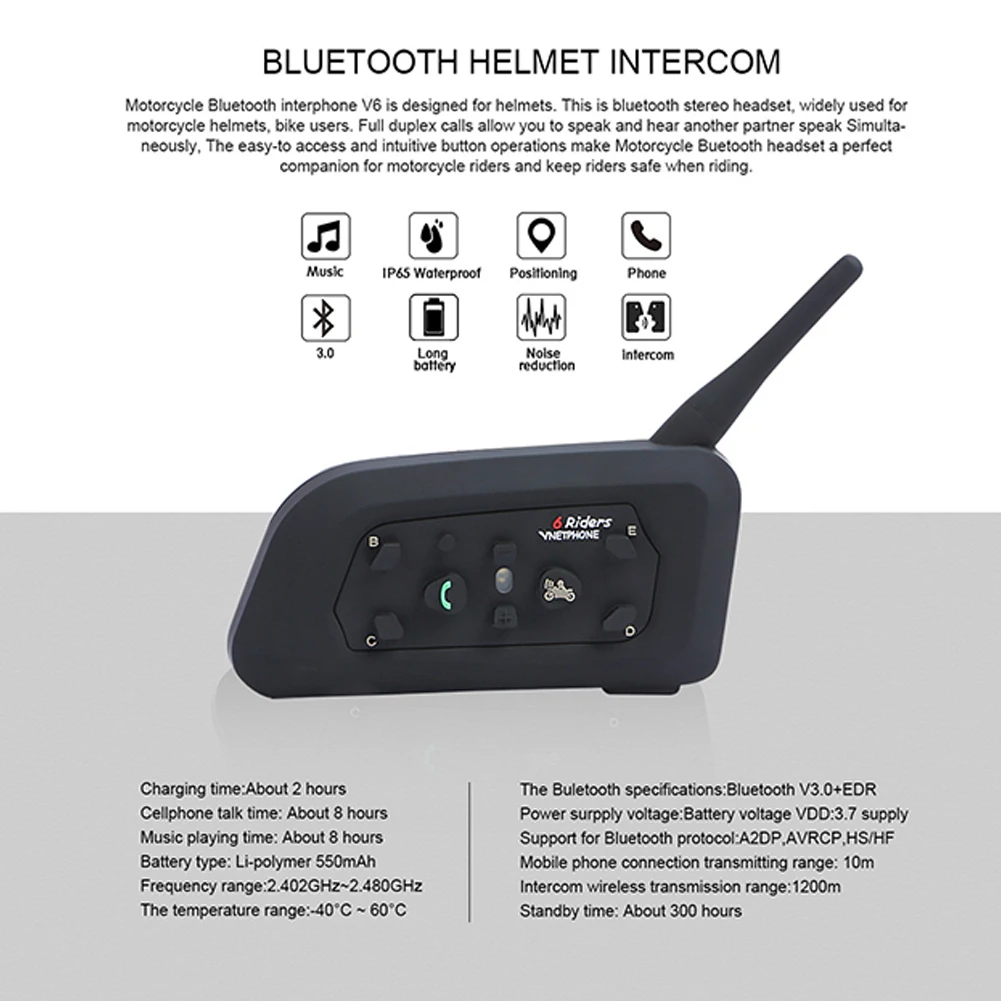 Портативный Bluetooth мотоциклетный шлем домофон гарнитура система связи микрофон
