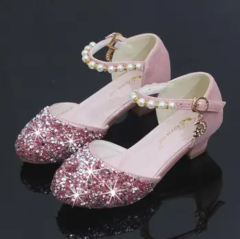 

KKABBYII Baby Girls Sandals High Heel Shoes For Kids PU Leather Crystal Rhinestone Butterfly Spring Summer Children Shoes