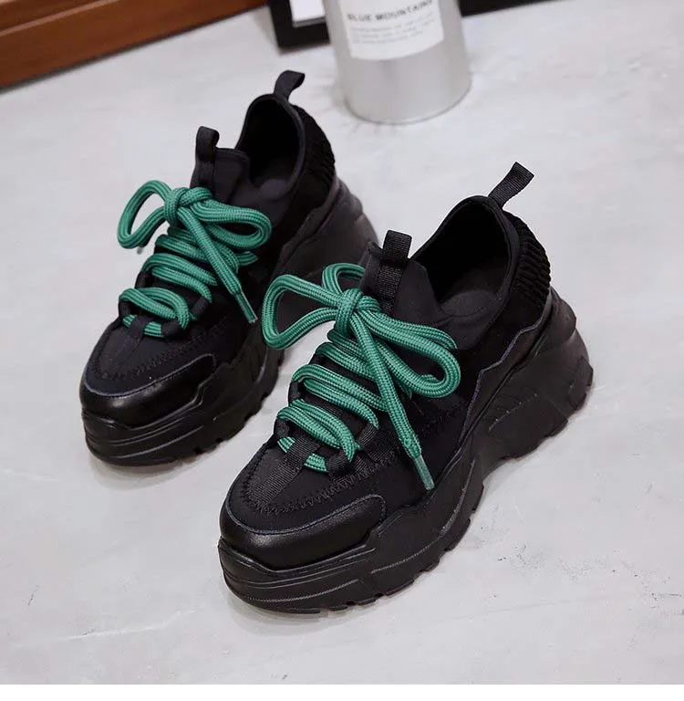 Spring Sport Shoes Platform Sneakers PU Leather Casual Trainers