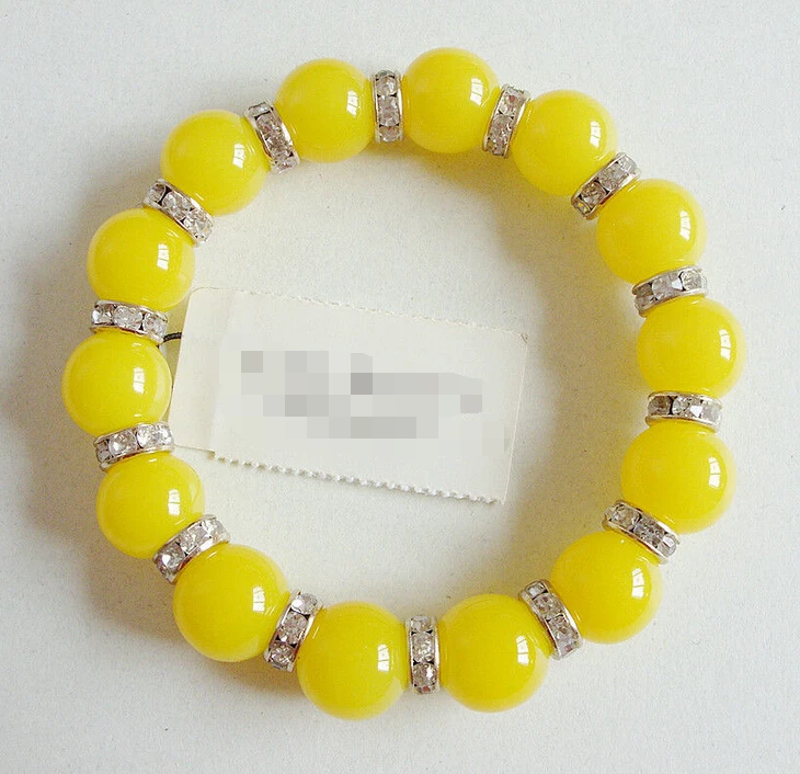 

free shipping 09856 TALBOTS FAUX PEARL YELLOW CUT CRYSTALS STRETCH BRACELET NWT
