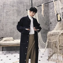 MIXCUBIC, осень, корейский стиль, Ретро стиль, ленивые джинсовые куртки, Тренч для мужчин, длинная секция, Повседневная Свободная джинсовая ветровка для мужчин, M-XXL