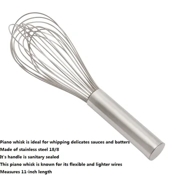 

1Pcs Foodservice Commercial Grade Stainless Steel Piano Whisks, 11-Inch