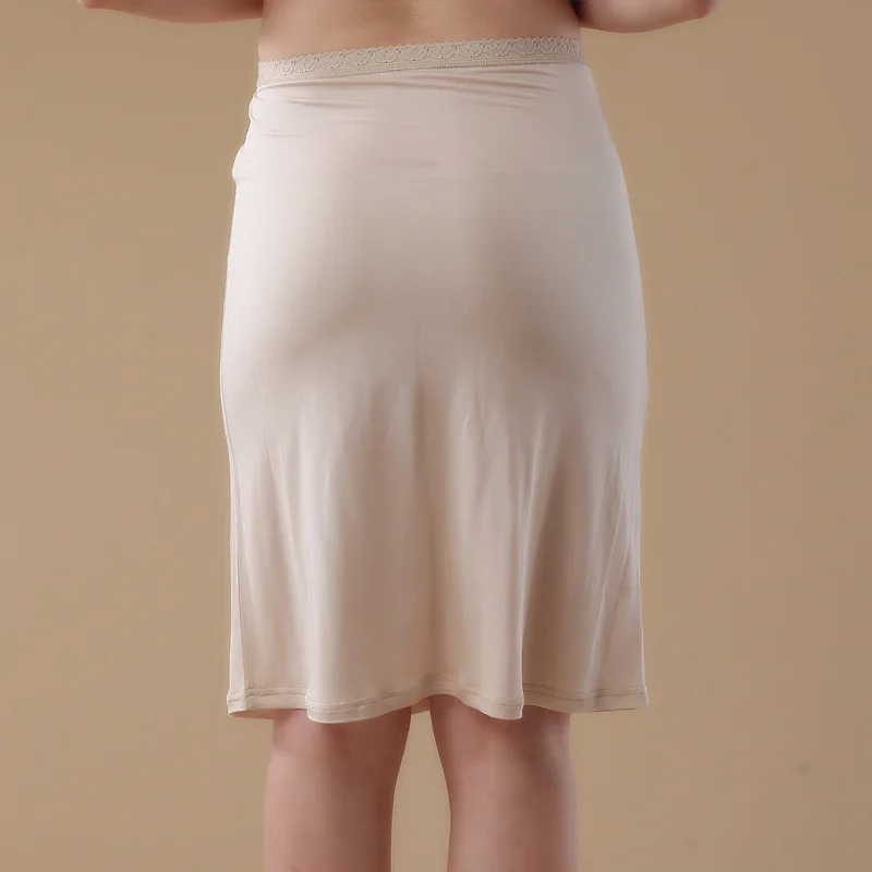 100% Pure Silk Womens Half Slips Sexy Slim Fit Female Silk Underskirts Solid Soft Petticoat Slip for Woman WS126