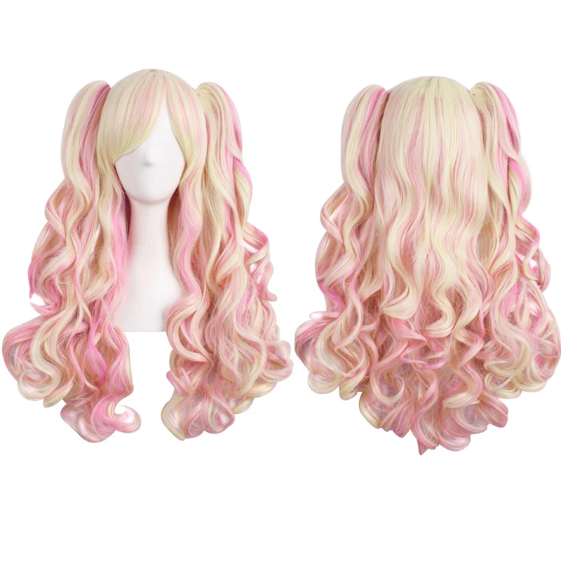 MapofBeauty длинный волнистый фиолетовый парик для косплея розовый Омбре 12 цветов два хвоста синтетические волосы термостойкие парики для женщин