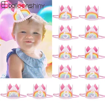 

Balleenshiny Baby Headwear 2019 New Children's Rainbow Crown Lace Hair Band Baby Birthday Party Performance Photo Headdress