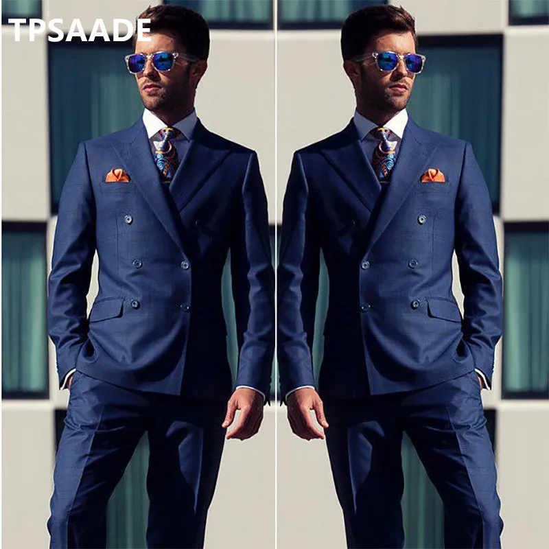 Autres Marine Bleu Hommes De Costume Pour Homme à Double