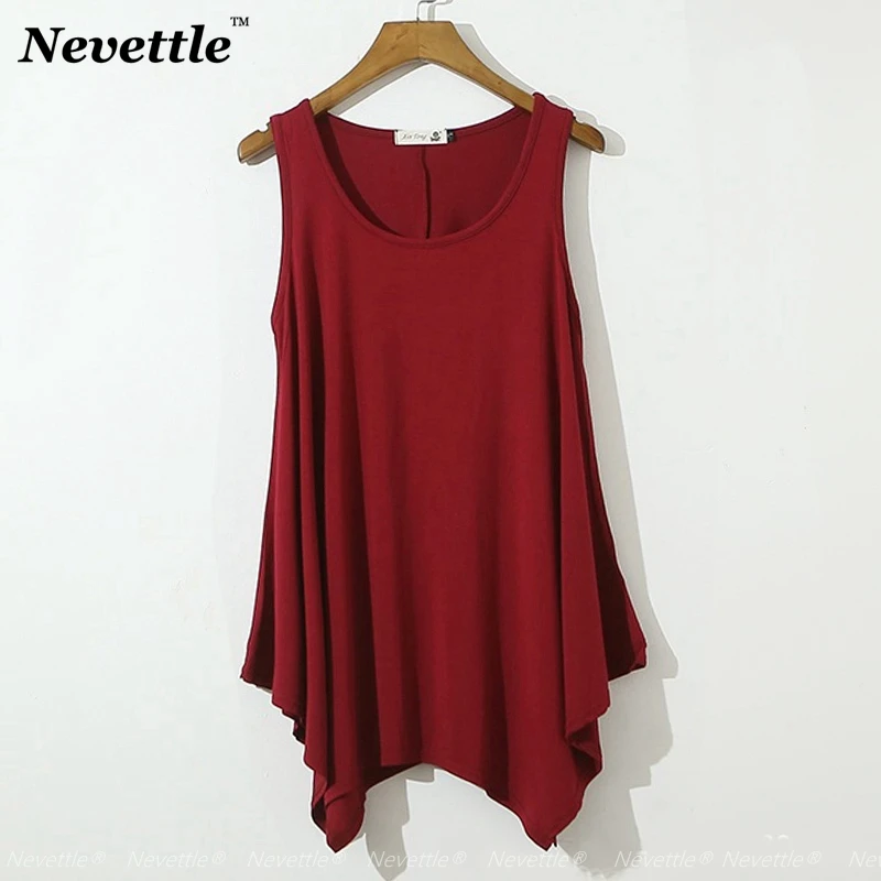 

Nevettle Plus size Women Sleeveless Irregular Tank tops Modal Cotton Midi Summer T shirt