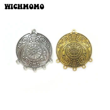 

2019 Fashion 40MM 2pcs Retro Zinc Alloy Round Linker Connectors Charms DIY Jewelry Necklace Earrings Accessories