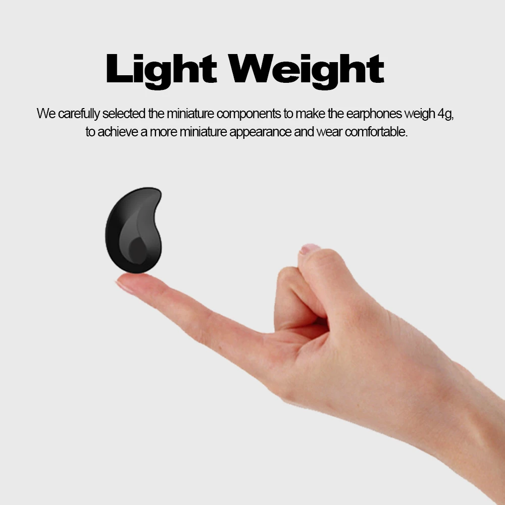 S550 Invisible Earphones Bluetooth Headphones In-ear Headset Stereo Music Earphone Smart Phone Earbuds Hands-free with Microphone for iPhone Android Phones