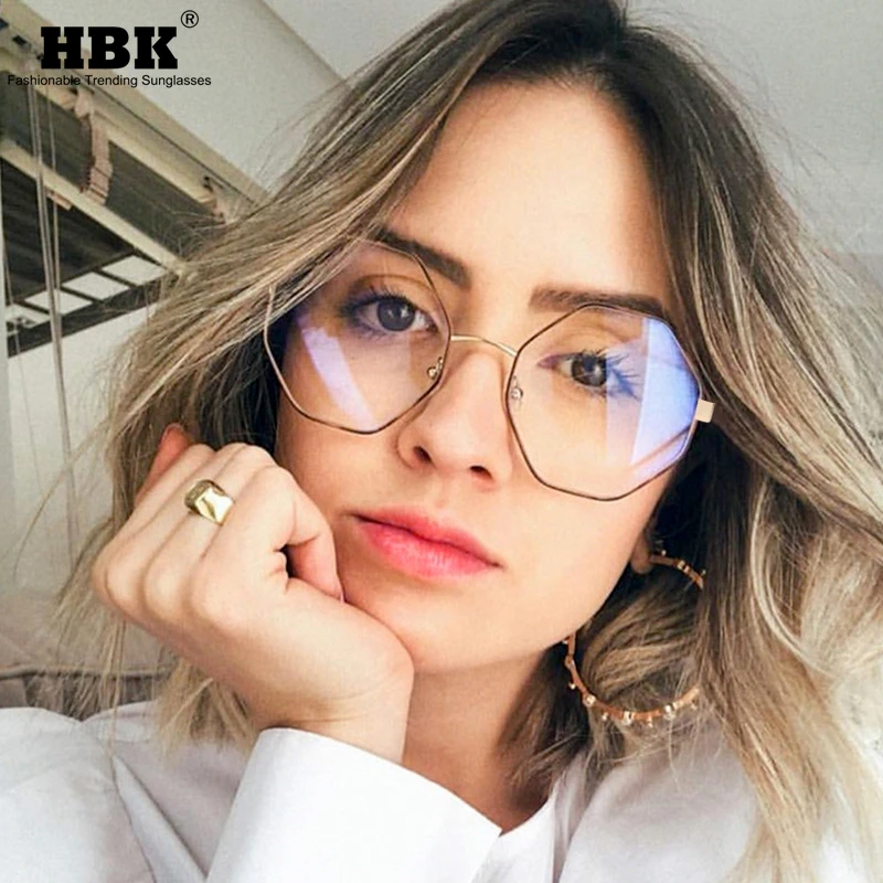 HBK Роскошная прозрачная Шестигранная оправа для очков женские Брендовые очки