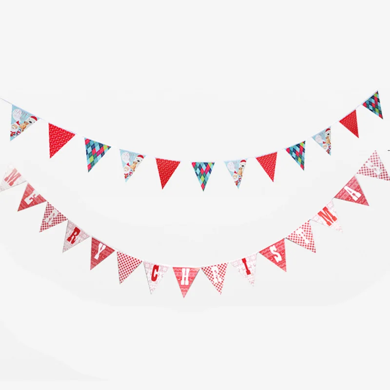 

3m Christmas Party Banners Decoration MERRY CHRISTMAS Letter Red Pennant Cartoon Santa Claus Ornament flags home Decor bunting