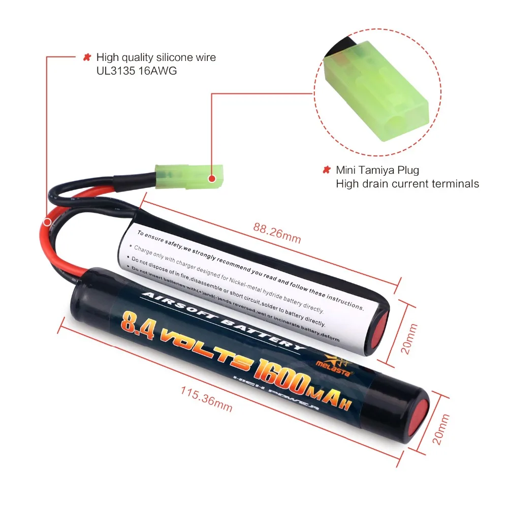 Melasta 7S 2/3A 8,4 v 1600mAh Butterfly NunChuck NIMH батарейный блок с мини-разъемом Tamiya для страйкбола AK Aegis