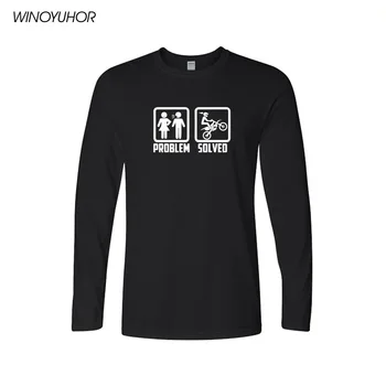 

Ride Motorcycle Problem Solved T Shirt Cotton Men Spring Casual Long Sleeve T-shirt Brand Clothes Tee Camisas Hombre