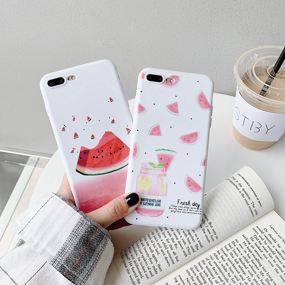 

For iPhone X 7 8 Plus Case Summer Fruit Watermelon Pattern Soft Back Cover For iPhone XR XS Max 6 6s Plus Fundas