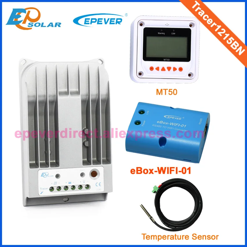 

10A charge controller solar Tracer1215BN with MT50 remote meter wifi box function and temperature sensor