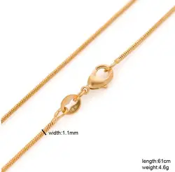 Классический 60 см длинные 18KGF золотое покрытие Франко змея цепи для мужчин и женщин 24 дюймов 1 мм 5 г тонкой золотой круглая коробка ожерелье