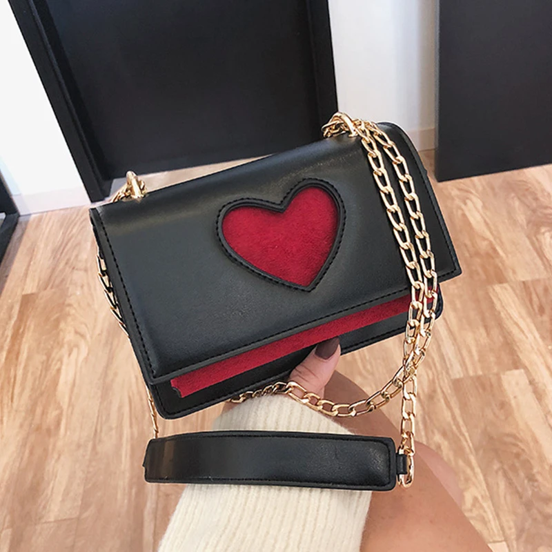 

Luxury Frosted Small Flap Bag Pu Leather Heart Women Handbag Chain Shoulder Messenger Bag Evening Clutch Purse Hand Bags 2019