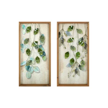 

Wrought Iron Wooden Art 3D Stereo Plant Leaf Wall Hanging Decorative Craft Decoration Bedroom Wall Stickers Ornaments R2200