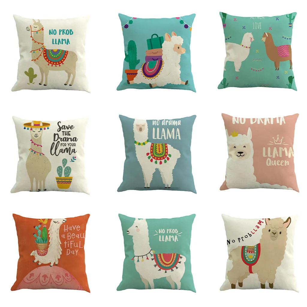 

Alpaca Pillow Case Printed Cushion Cover Throw Pillows Sofa Home Car Decorative Pillows Cover