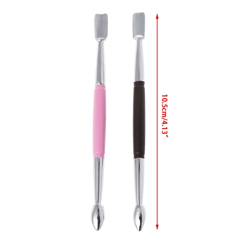 1 pieza de arte de uñas de doble cabeza, de acero inoxidable, empujador de cutícula, cuchara, limpiador de uñas, herramienta de pedicura para manicura, cuidado de belleza pro salón