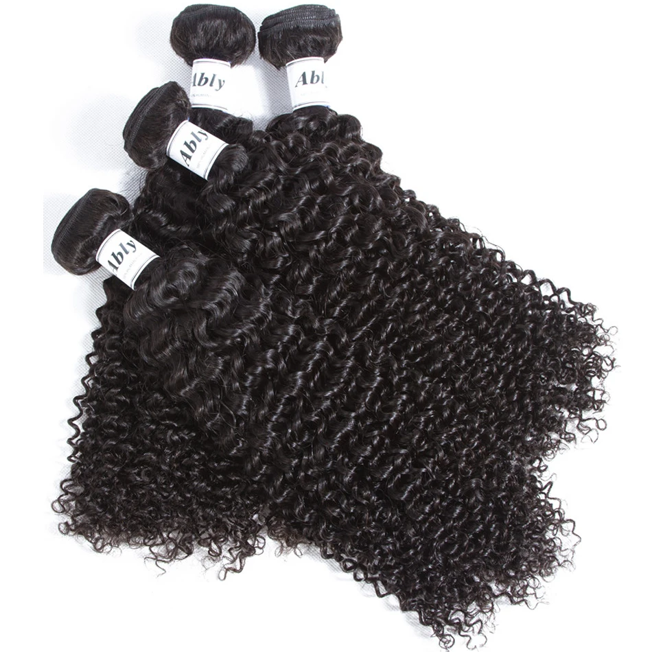 Malaysian Virgin Hair 4 Bundles With Closure Ably 100% Unprocessed Human Hair Weft Weave Extensions Curly Bundles With Closure