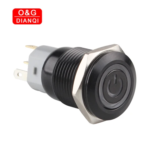Home v1 22 2 pcs lote 16mm black metal botao swich botao de travamento automatico impulso a prova