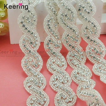 

Pretty Twist Design Shiny Beaded Rhinestone Trim For Bridal Dress