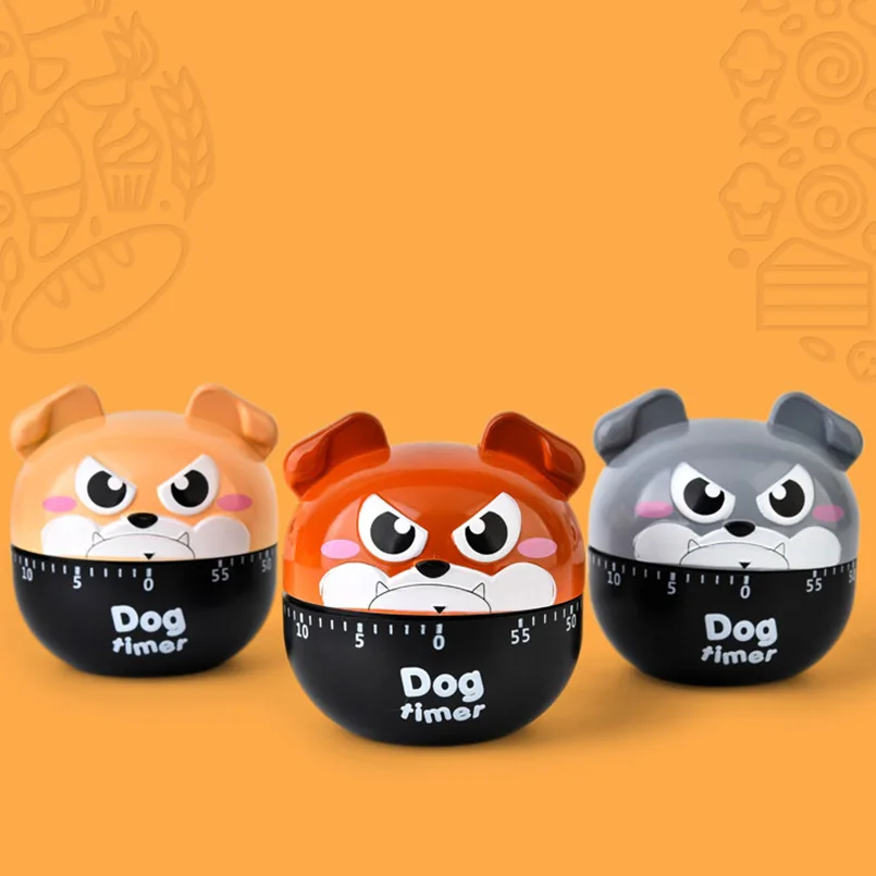 

1 Pc Cute Dog Mechanical Timer Clock ABS Countdown Dial 60 Minutes Kitchen Timer Cooking Baking Study Time Reminder