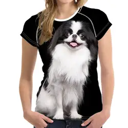 Harajuku летняя футболка Женская милая японская подбородок собака/щенок Принт футболки для подростков девочек дышащая футболка с коротким