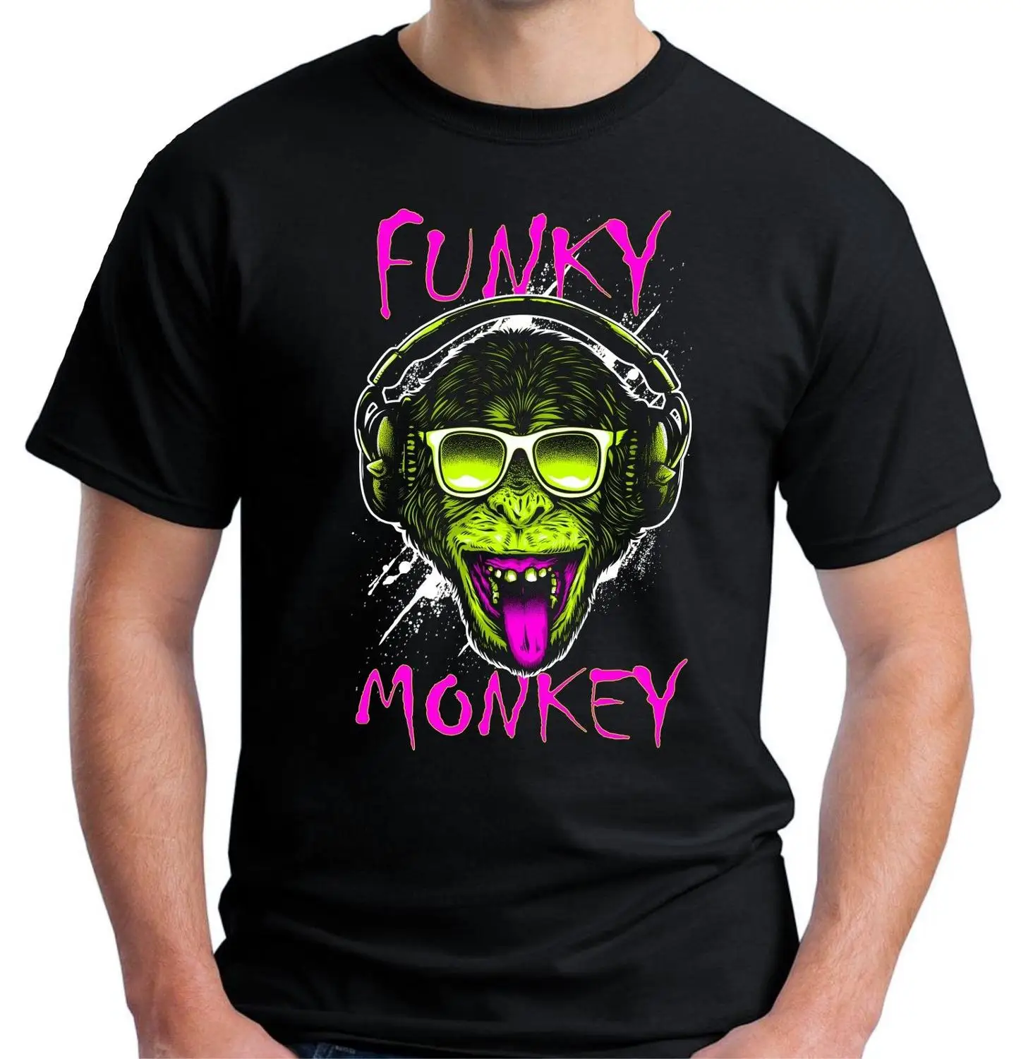 2017 Fashion Mens Funky DJ Monkey T Shirt Chimp Primate Music Festival