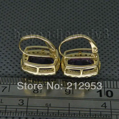 Женские серьги с аметистом из желтого золота 14 к 7x10 мм|earrings for|earrings for womenearrings earring |