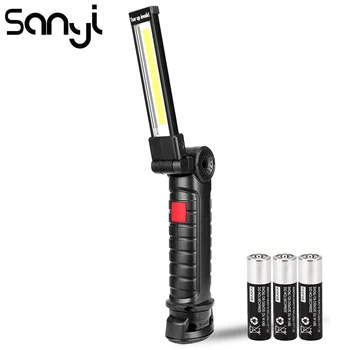

SANYI 5 Modes Portable Torch Power by 3*AAA Battery Flashlight Magnetic Hooking Working Light Camping Hunting Lamp