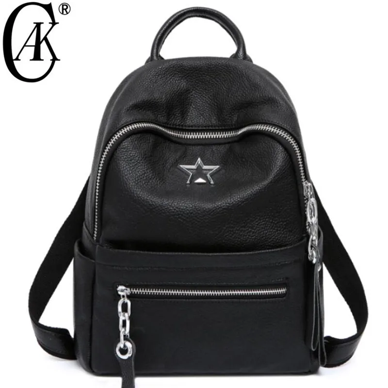 

CAK New Backpack Genuine Leather Female Bag Women's Backpack Teen Girls Backpacks School Bag Mochila Feminina
