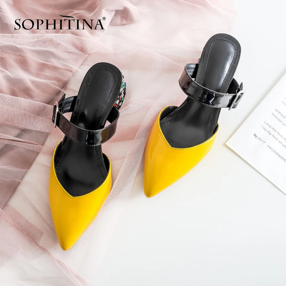 SOPHITINA/женские шлепанцы из натуральной кожи высокого качества Разноцветные с