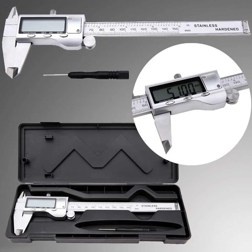 Электронный цифровой суппорт IP54 Водонепроницаемый нержавеющей стали штангенциркуль 6 дюймов/150 мм высокий дисплей микрометрический измеритель