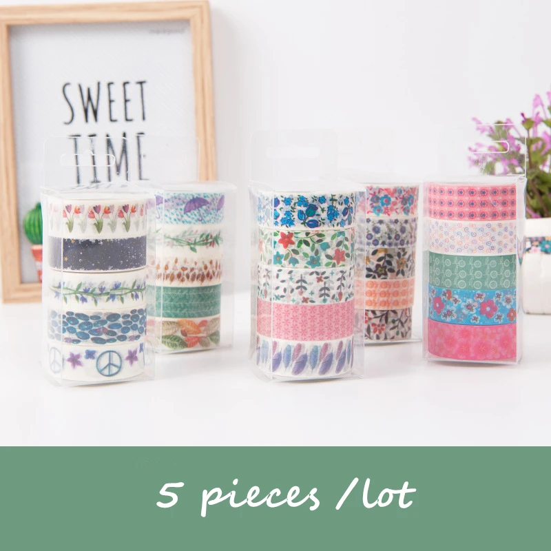 

(5 pieces/lot) DIY Flower Decorative Washi Tape Floral Scrapbook Sticker