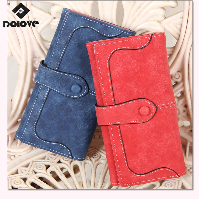 

DOLOV Retro matte Europe and South Korea fashion wallet ladies long card number of wallet students hand bag splicing