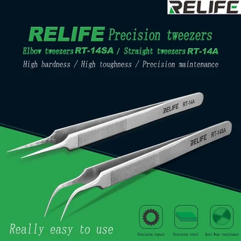 

Relife mobile phone repair tweezers RT-14A RT-14SA anti-static high toughness precision fine tip plus anti-skid chip repair